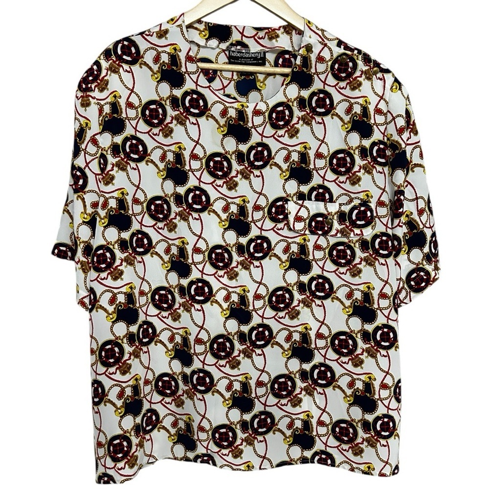 Haberdashery II Vintage 80’s Nautical Print Blouse Large